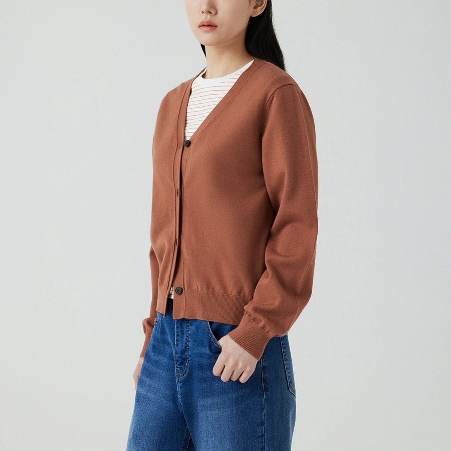 JAJU V-Neck Cardigan – Brick