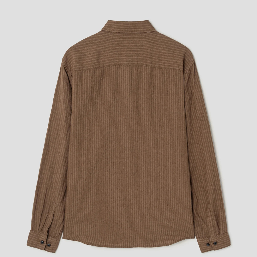 Theory Men Summer Stripe Irving Shirt - Deep Tobacco Multi