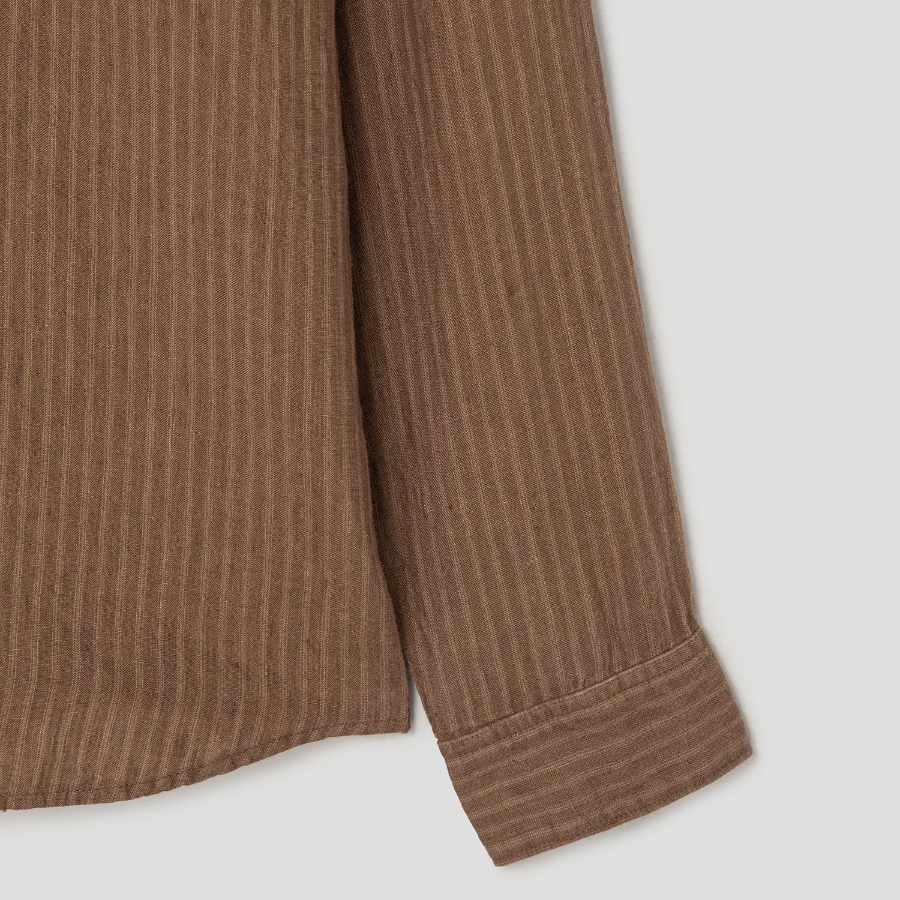 Theory Men Summer Stripe Irving Shirt - Deep Tobacco Multi