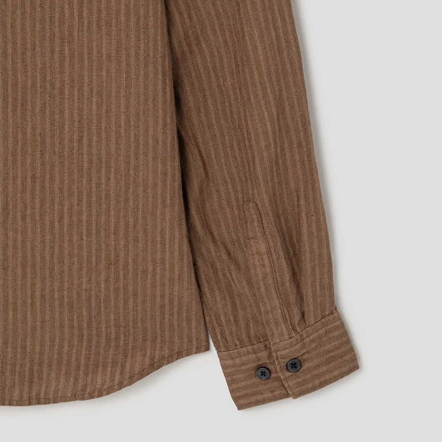 Theory Men Summer Stripe Irving Shirt - Deep Tobacco Multi