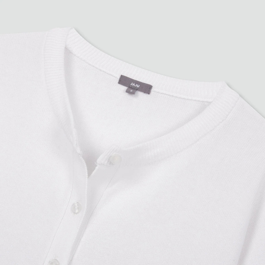 JAJU Washable Long Sleeve Cardigan – White