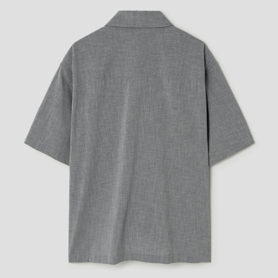 Theory Men Perform Suit Cillian Short Sleeve Shirt - Medium Grey Melange