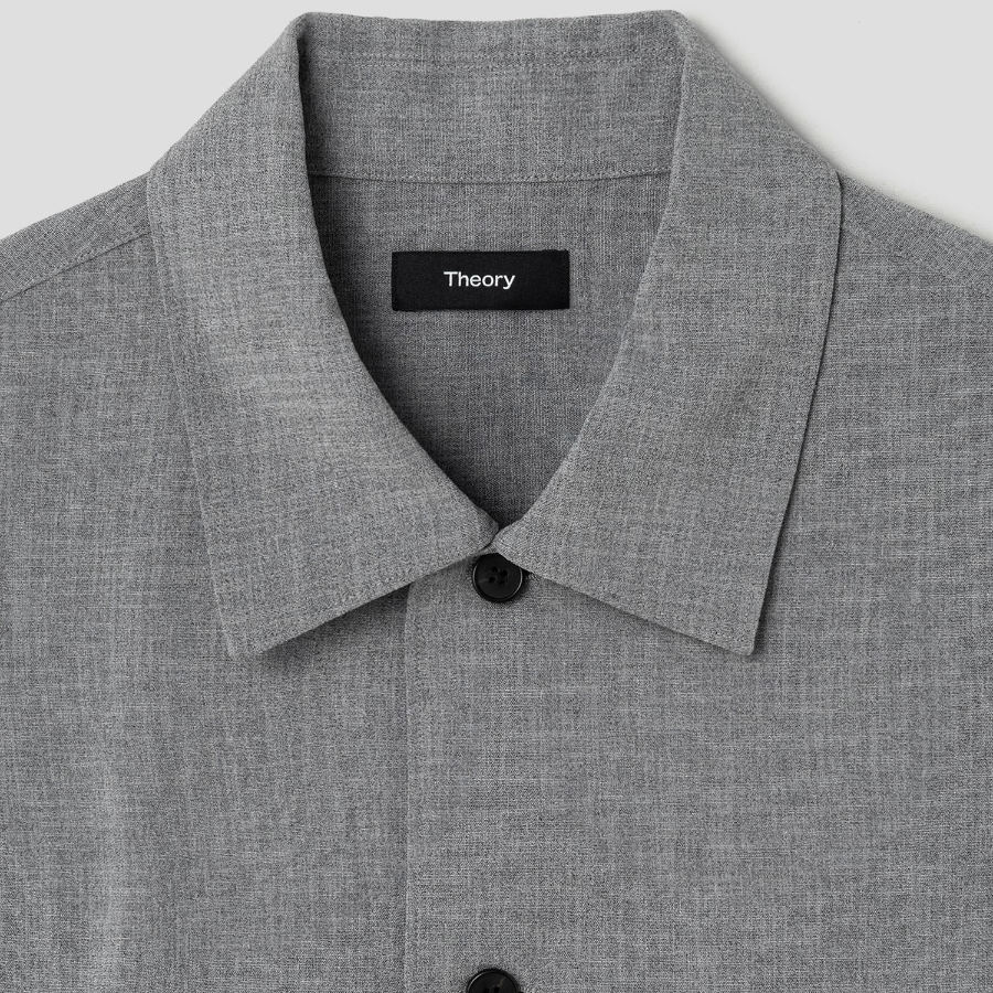 Theory Men Perform Suit Cillian Short Sleeve Shirt - Medium Grey Melange