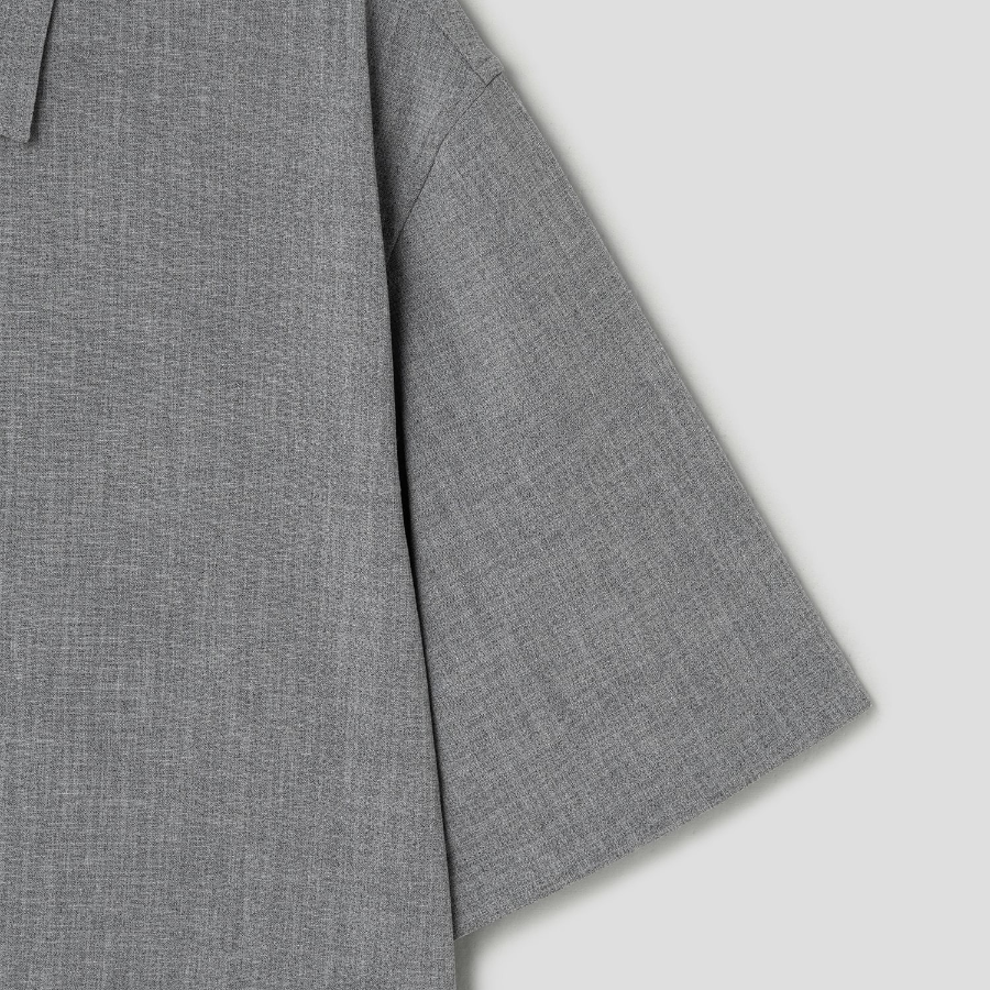 Theory Men Perform Suit Cillian Short Sleeve Shirt - Medium Grey Melange