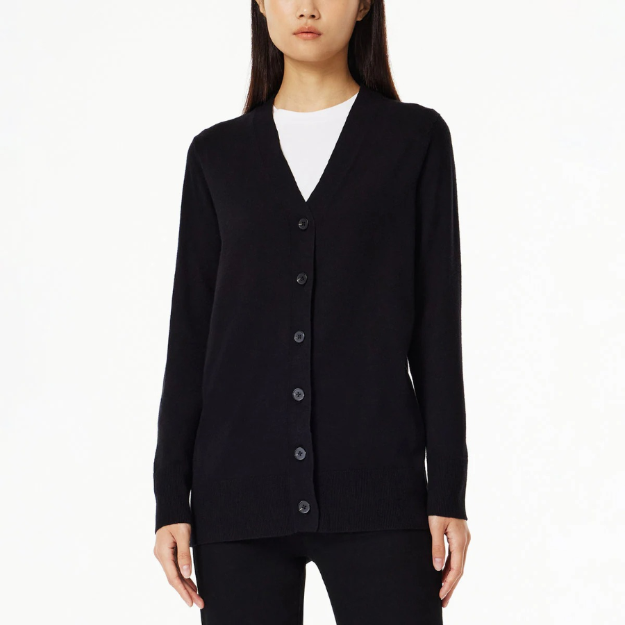 JAJU Soft V-Neck Half Cardigan – Black