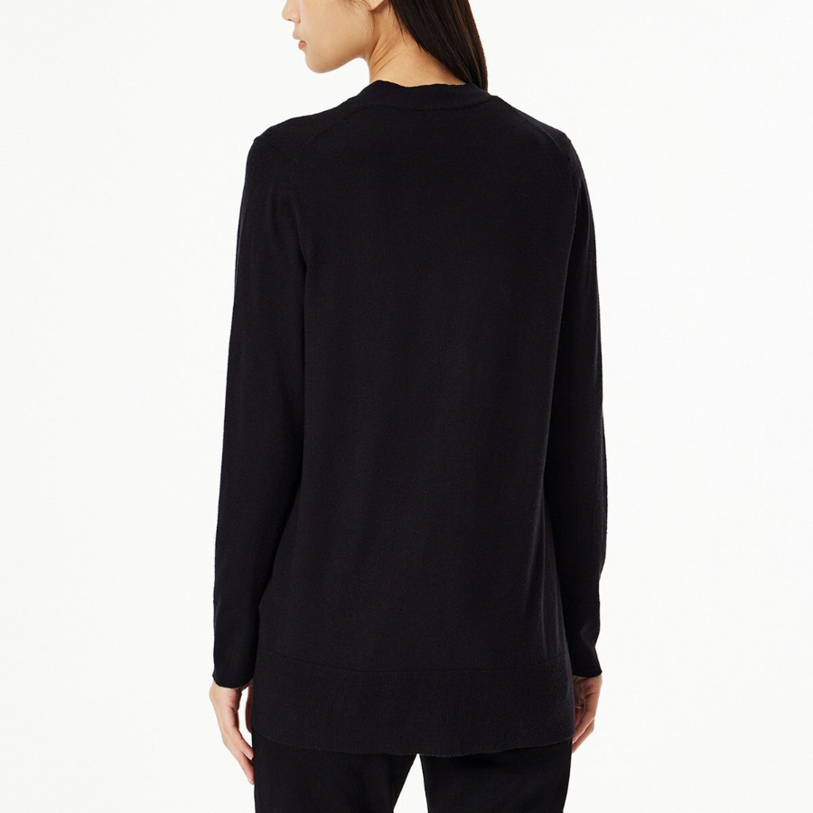 JAJU Soft V-Neck Half Cardigan – Black