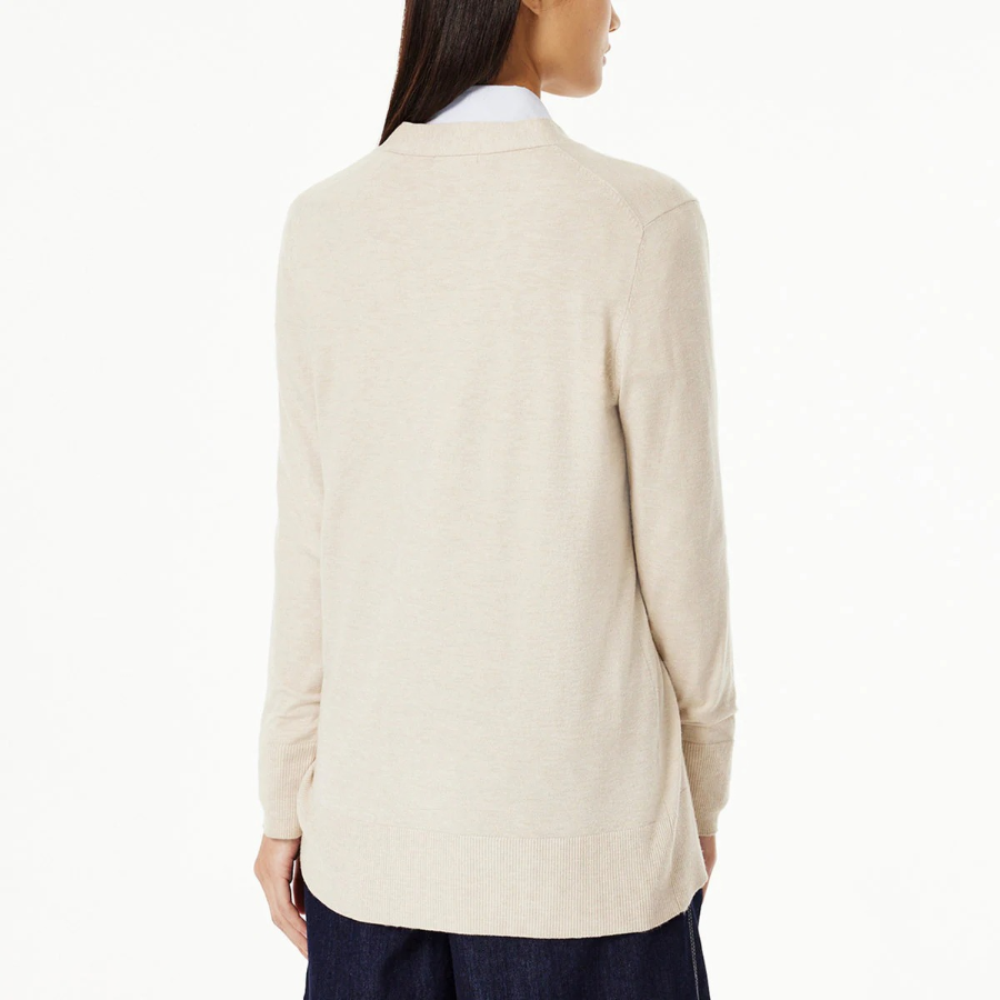 JAJU Soft V-Neck Half Cardigan – Beige