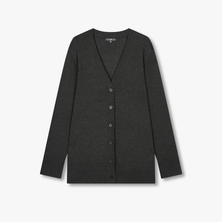 JAJU Soft V-Neck Half Cardigan – Charcoal
