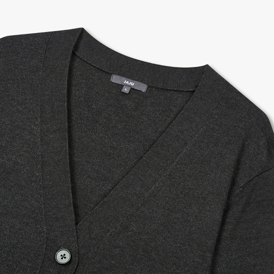 JAJU Soft V-Neck Half Cardigan – Charcoal