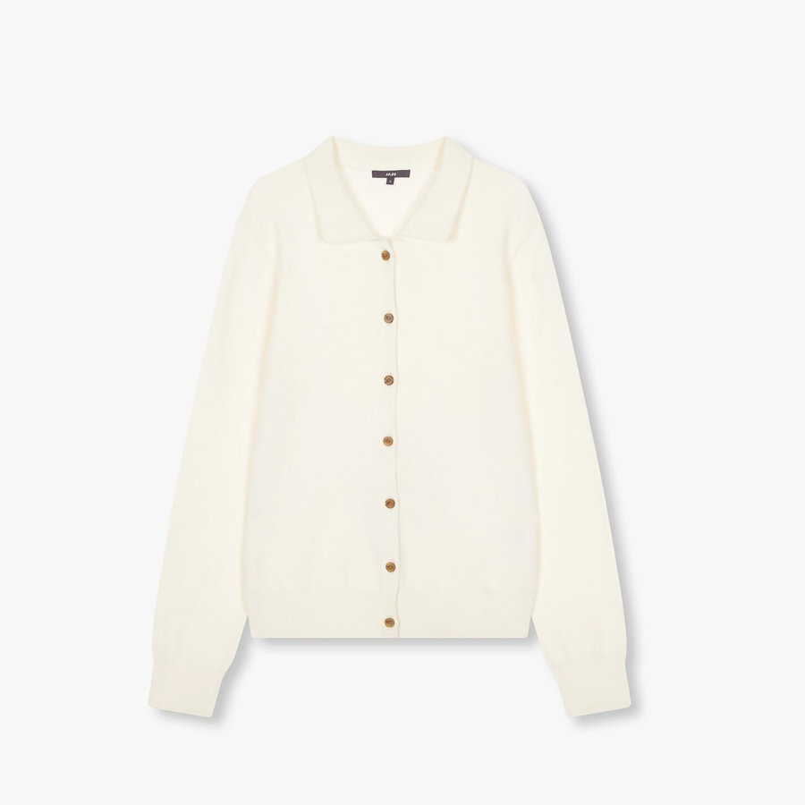 JAJU Soft Collar Cardigan – Ivory