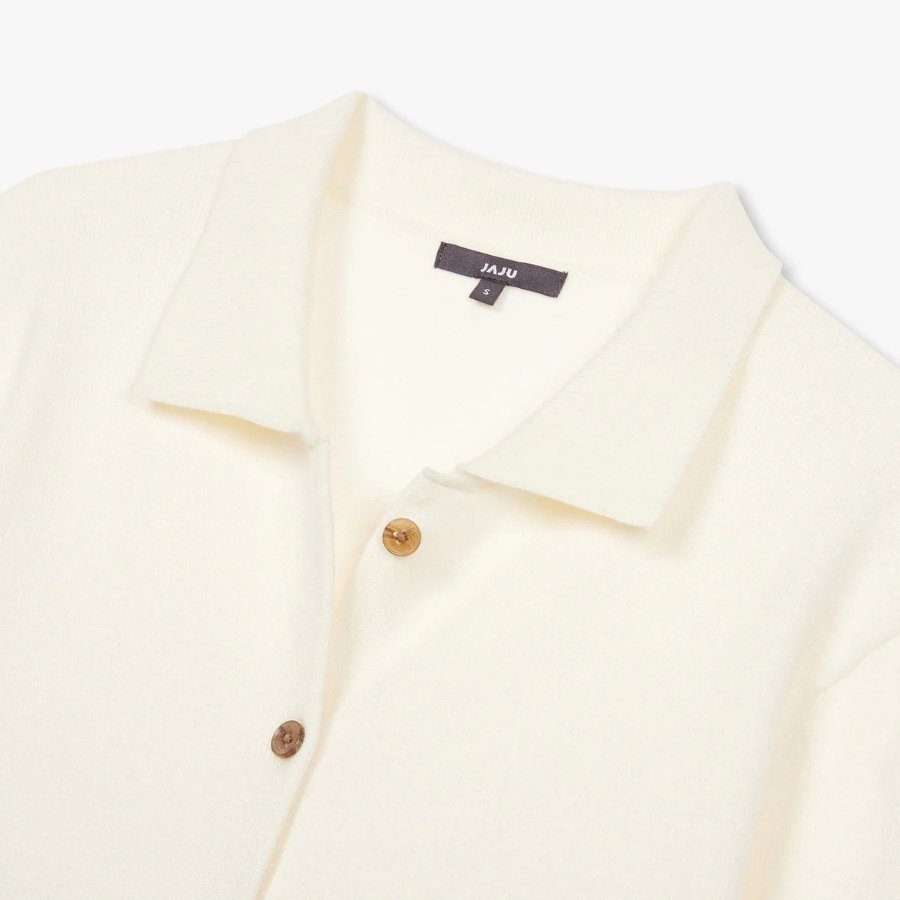 JAJU Soft Collar Cardigan – Ivory