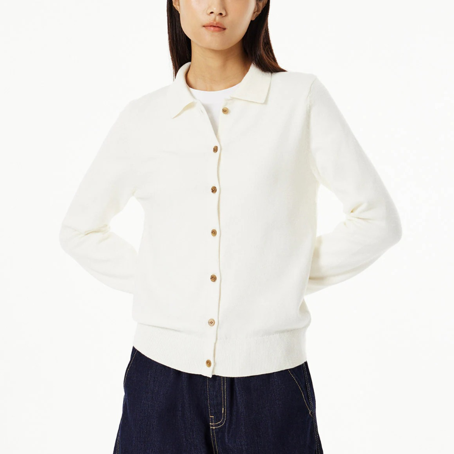 JAJU Soft Collar Cardigan – Ivory