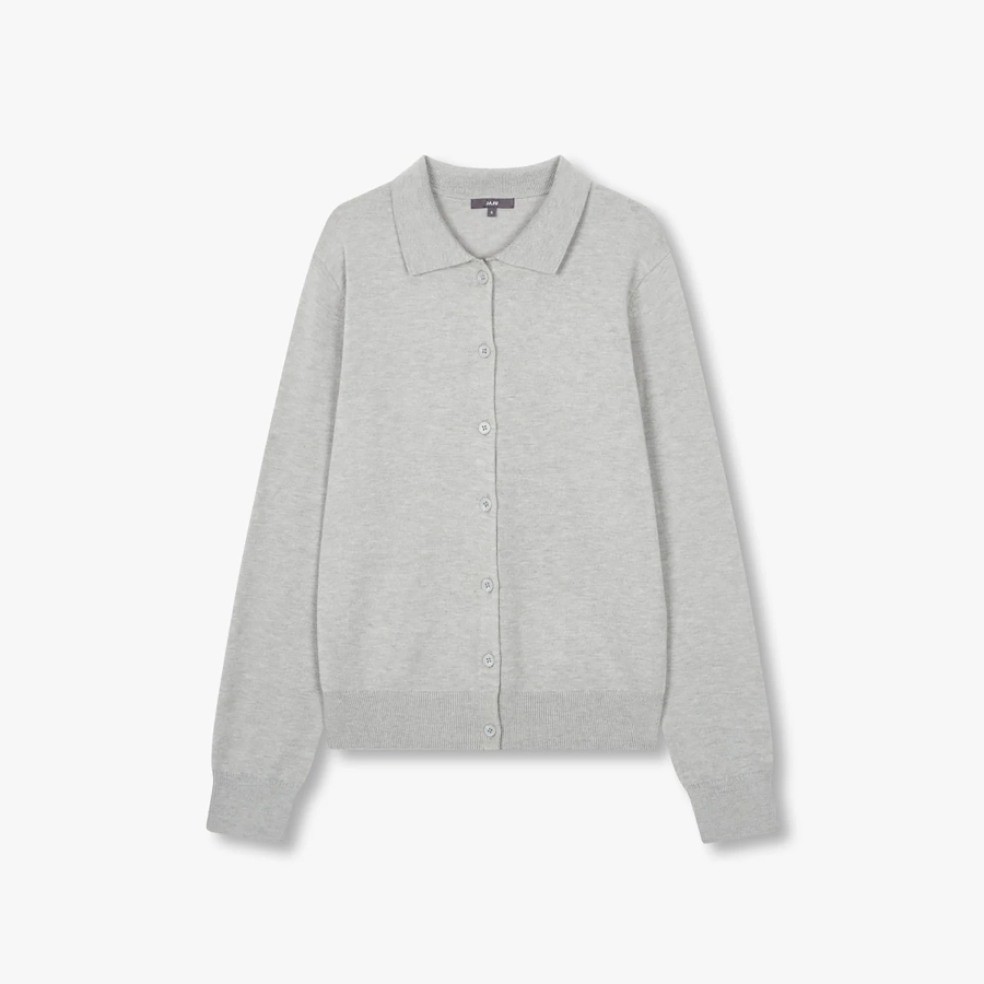 JAJU Soft Collar Cardigan – Melange Grey