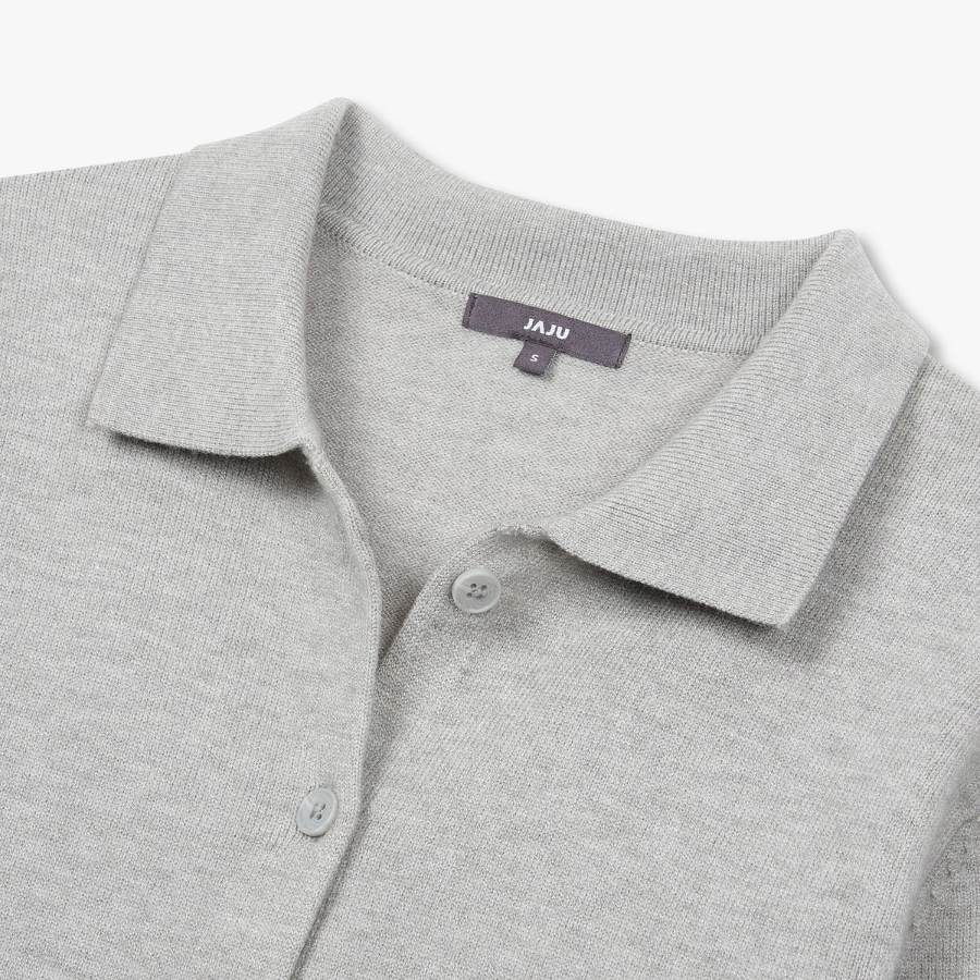 JAJU Soft Collar Cardigan – Melange Grey