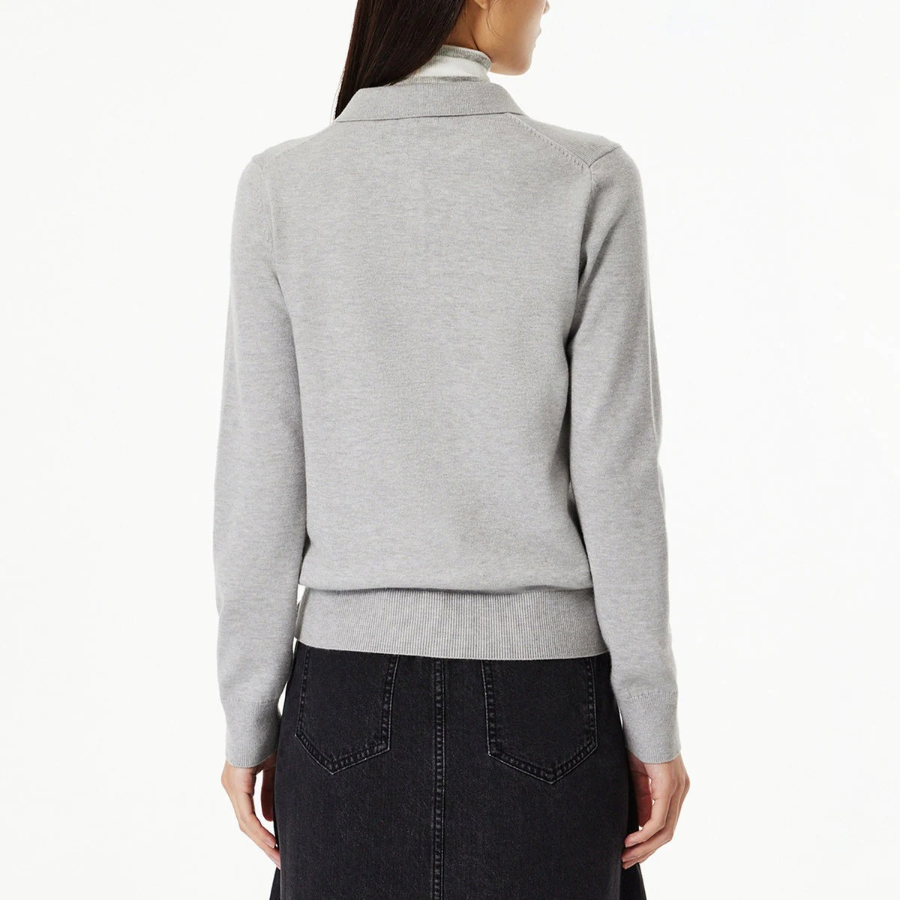 JAJU Soft Collar Cardigan – Melange Grey