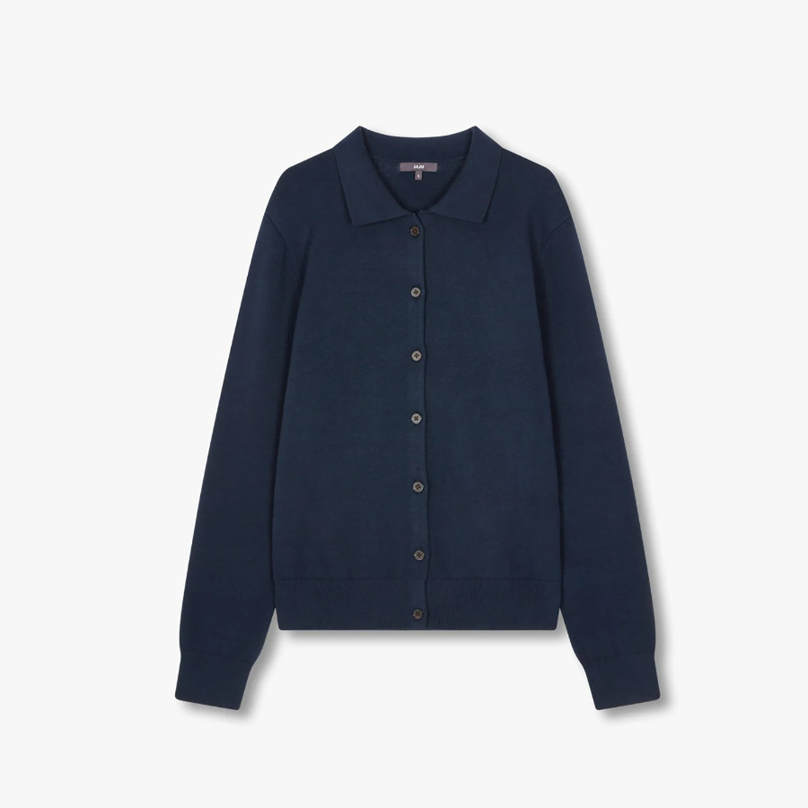 JAJU Soft Collar Cardigan – Navy