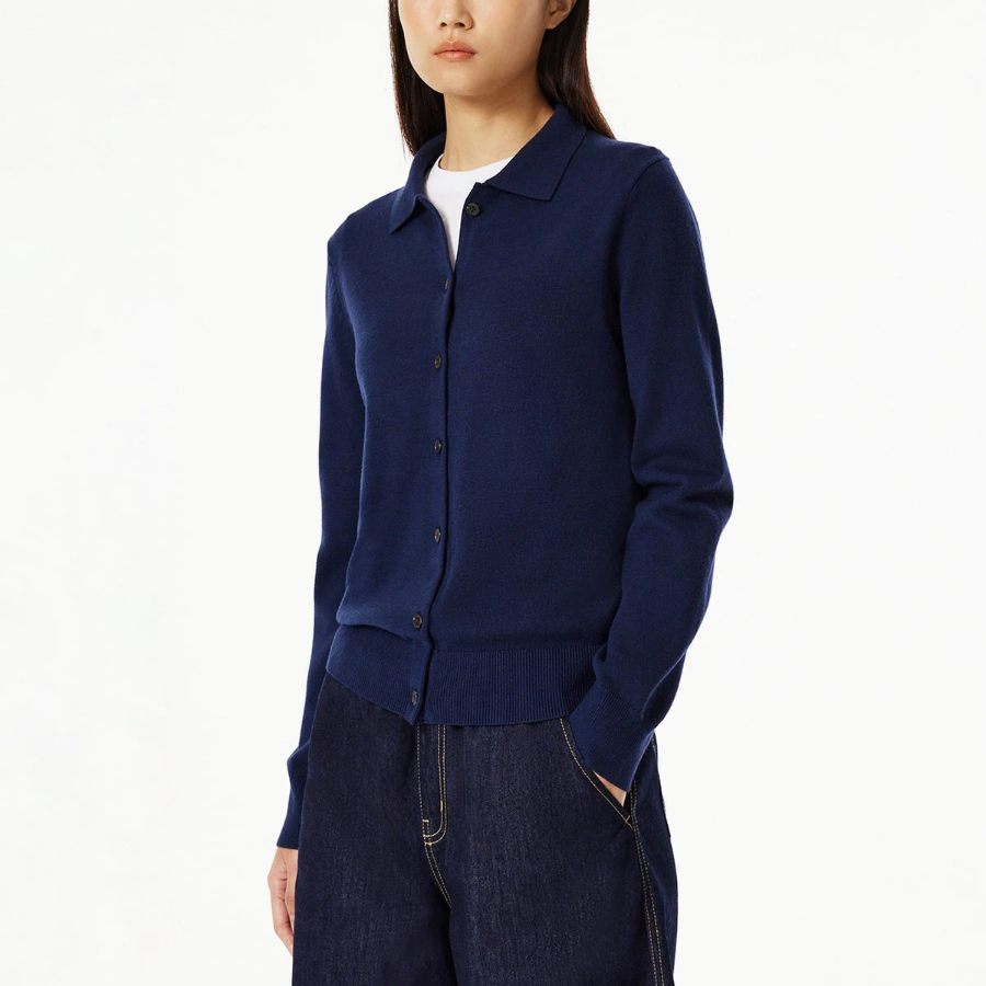 JAJU Soft Collar Cardigan – Navy