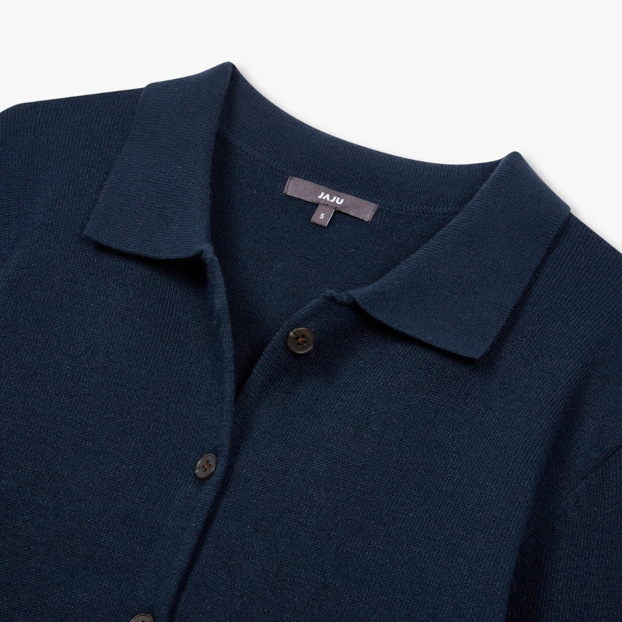 JAJU Soft Collar Cardigan – Navy