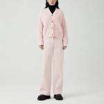 JAJU V-Neck Textured Cardigan – Pink