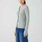 JAJU Ribbed V-Neck Knit Cardigan – Grey