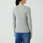 JAJU Ribbed V-Neck Knit Cardigan – Grey