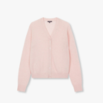 JAJU Merino Wool V-Neck Knit Cardigan – Pink