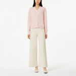 JAJU Merino Wool V-Neck Knit Cardigan – Pink