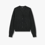 JAJU Merino Wool V-Neck Knit Cardigan – Charcoal