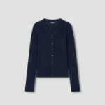 JAJU Rib V-Neck Knit Cardigan – Navy