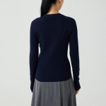 JAJU Rib V-Neck Knit Cardigan – Navy