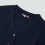 JAJU Rib V-Neck Knit Cardigan – Navy