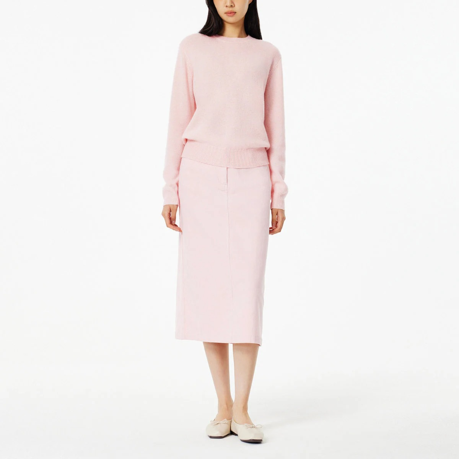 JAJU Merino Wool Round-Neck Knit – Pink