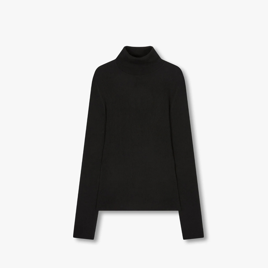 JAJU Ribbed Turtleneck Knit – Black