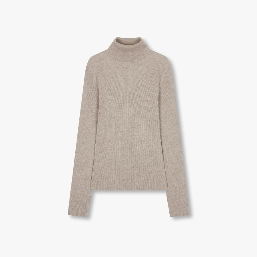 JAJU Ribbed Turtleneck Knit – Beige