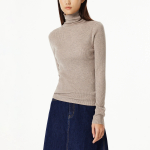 JAJU Ribbed Turtleneck Knit – Beige