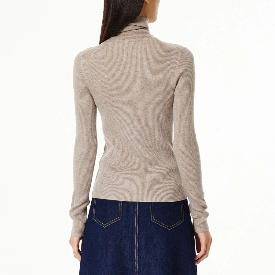 JAJU Ribbed Turtleneck Knit – Beige