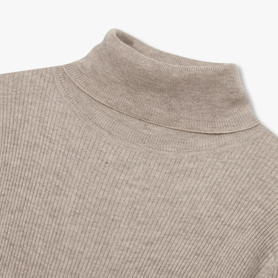 JAJU Ribbed Turtleneck Knit – Beige