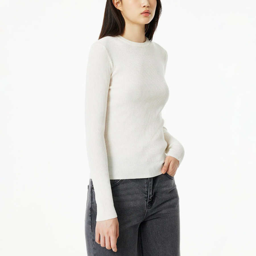 JAJU Ribbed Long-Sleeve Knit – Ivory