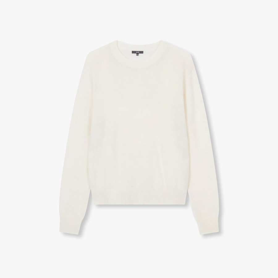 JAJU Merino Wool Round-Neck Knit – Ivory