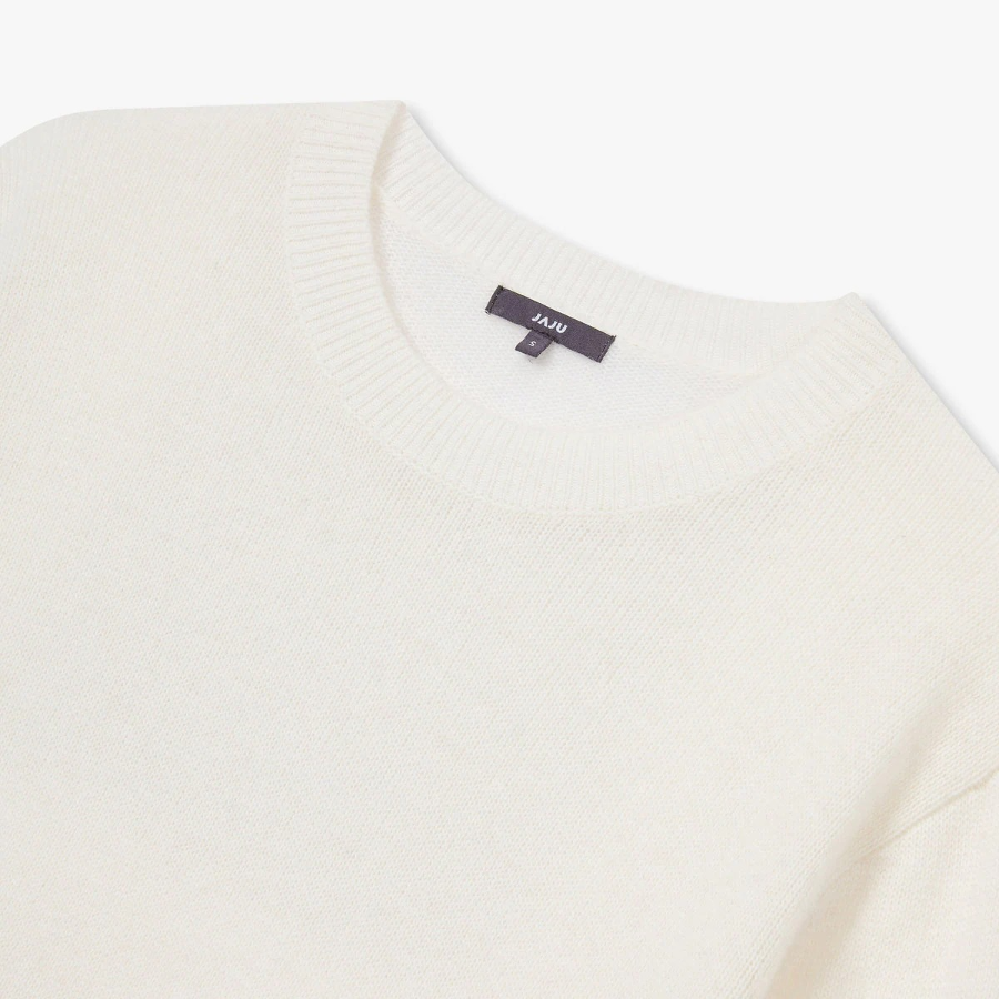 JAJU Merino Wool Round-Neck Knit – Ivory