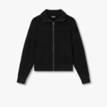 JAJU Zip-Up Knit Cardigan – Black