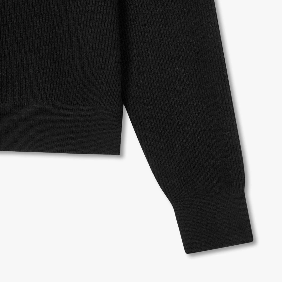 JAJU Zip-Up Knit Cardigan – Black