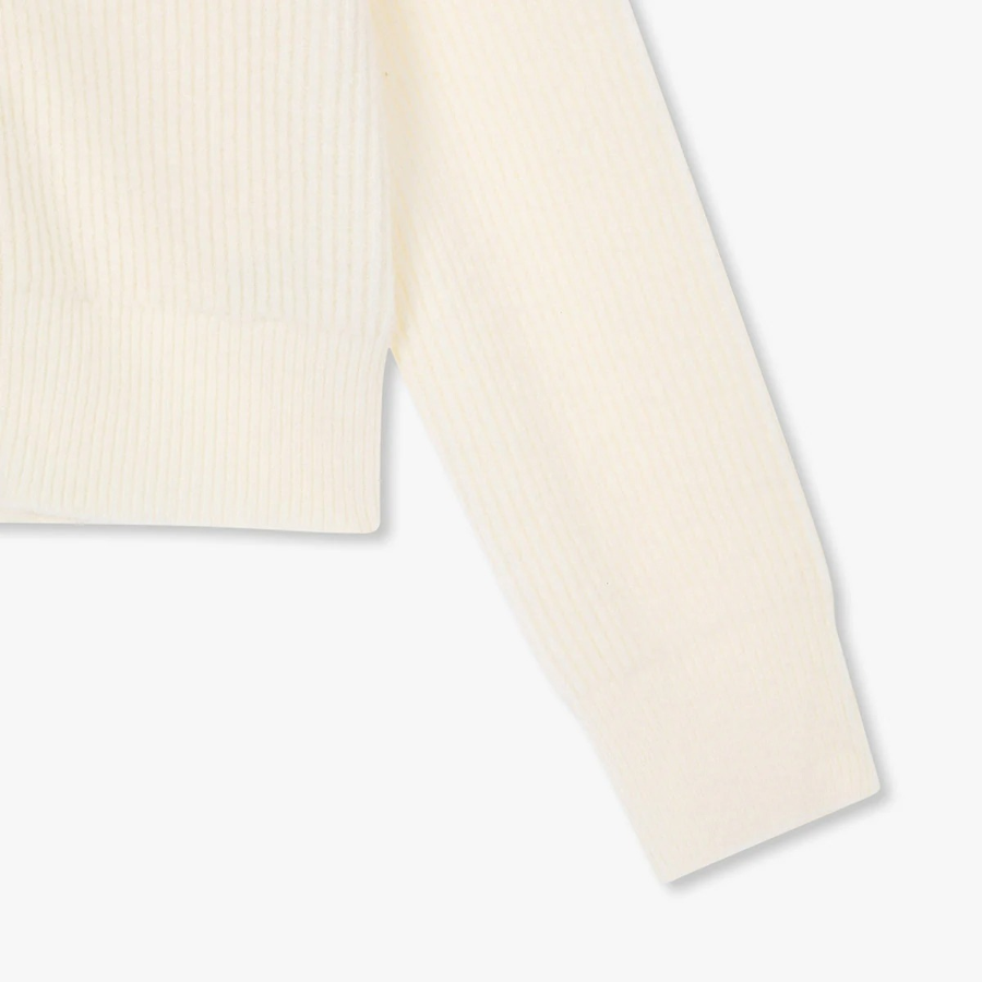 JAJU Hairy Hooded Zip-Up Cardigan – Ivory