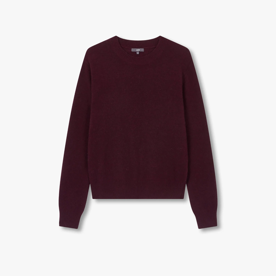 JAJU Merino Wool Round-Neck Knit – Burgundy