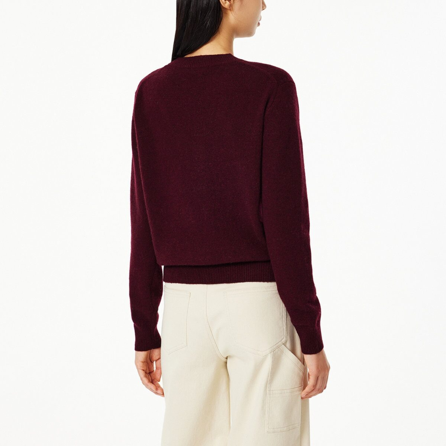 JAJU Merino Wool Round-Neck Knit – Burgundy