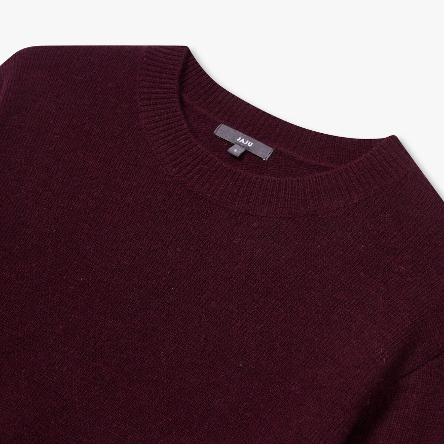 JAJU Merino Wool Round-Neck Knit – Burgundy