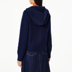 JAJU Hairy Hooded Zip-Up Cardigan – Navy