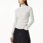 JAJU Ribbed Turtleneck Knit – Light Grey