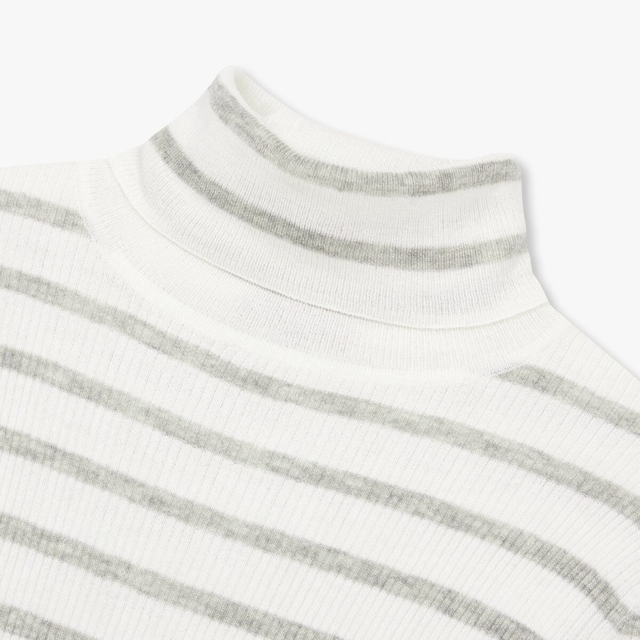JAJU Ribbed Turtleneck Knit – Light Grey