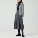 JAJU Hairy Ribbed Zip-Up Cardigan – Melange Grey